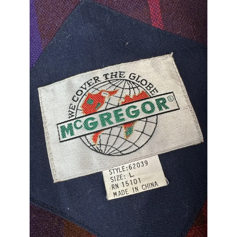 Vintage McGregor Jacket Mens Large Navy Suede Collar Plaid Lined Bomber Coat‎